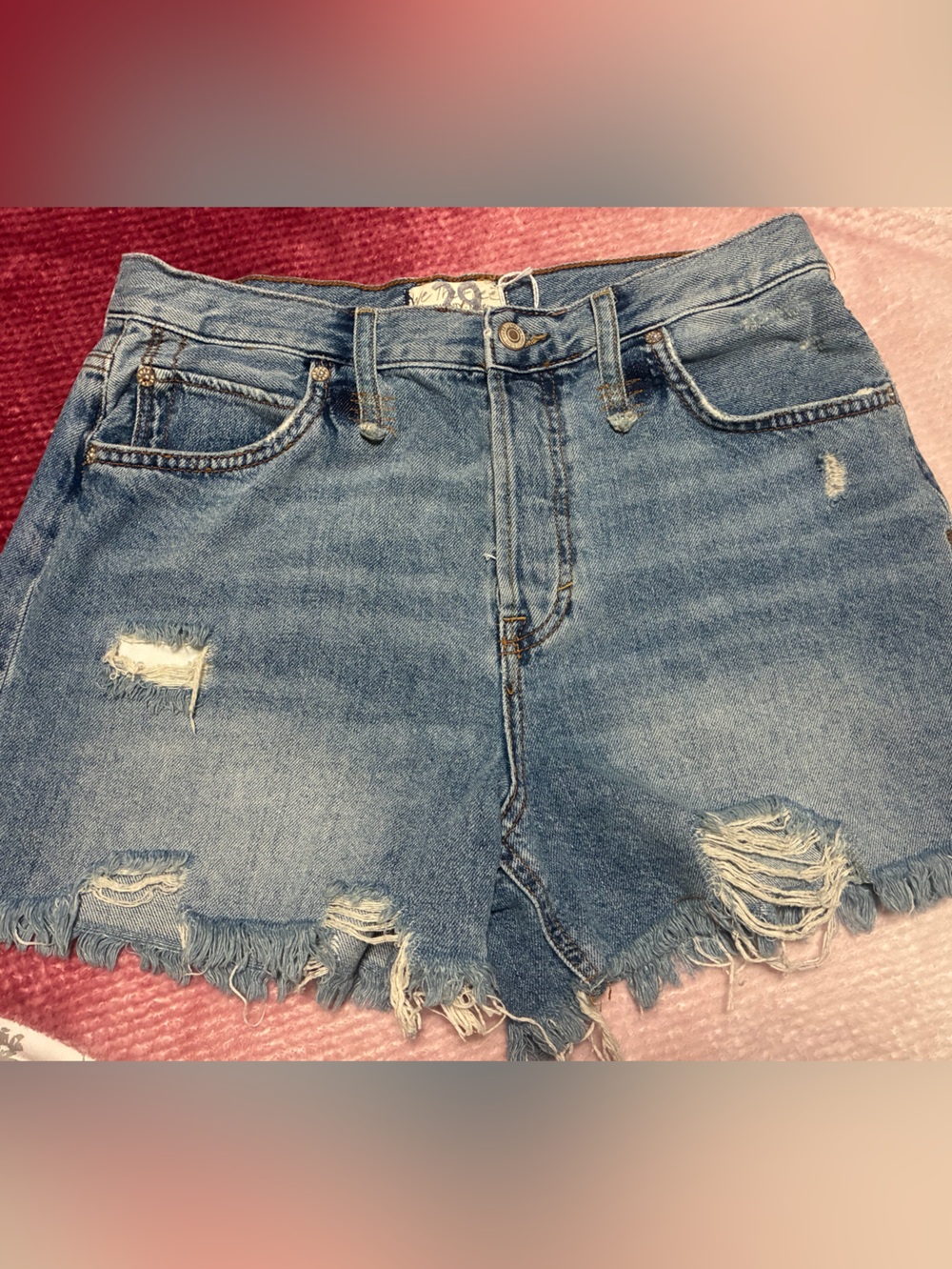 Twenty Light Blue Distressed Denim Shorts